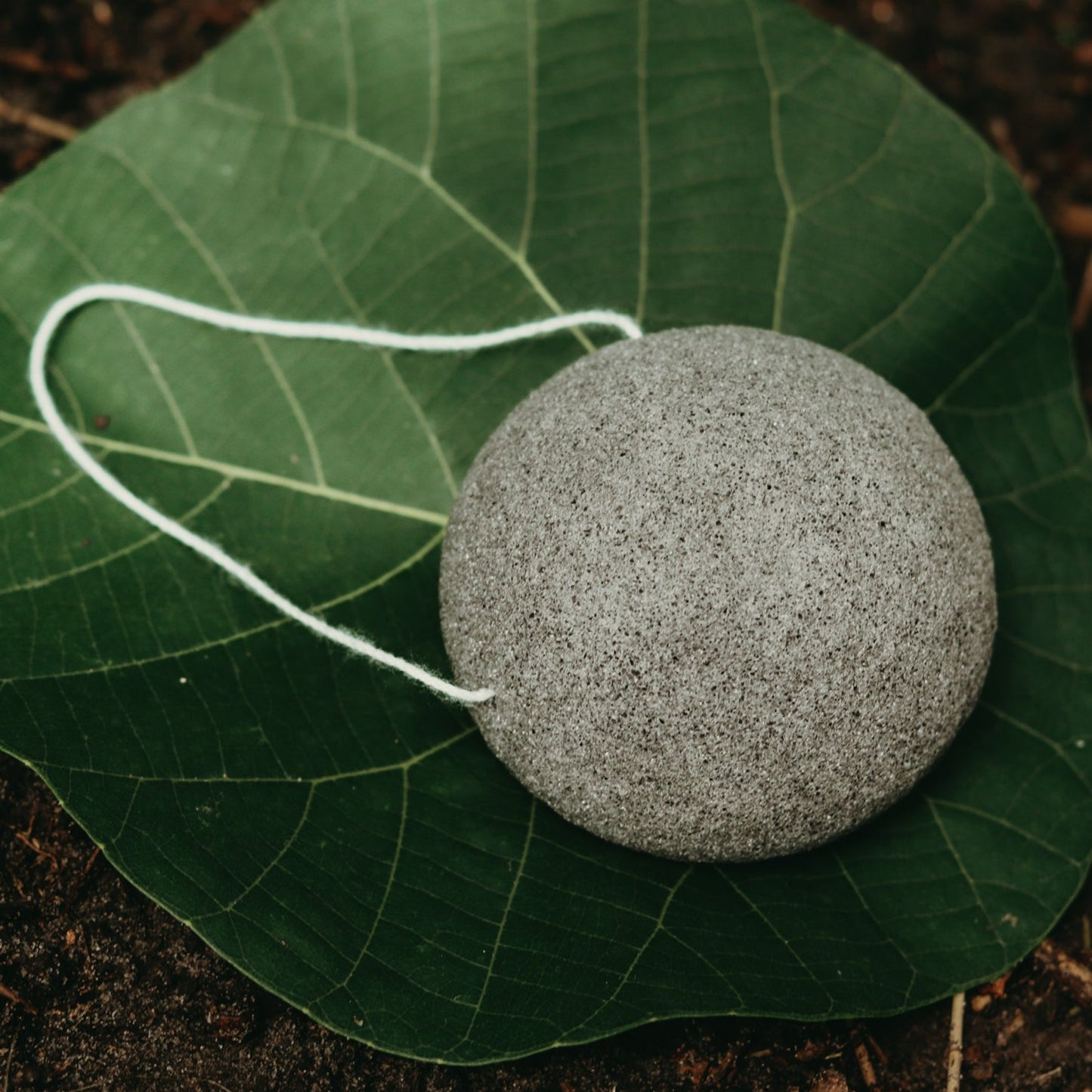 charcoal konjac sponge. Made from 100% konjac fibres, it is vegan, sustainable and compostable.